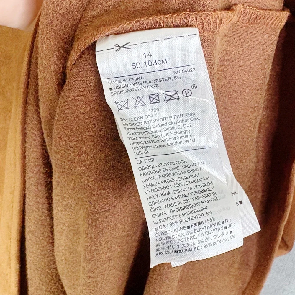 Banana Republic Dress Womens 14 Beige Wrap Midi Faux Suede Vegan Sleeveless Work